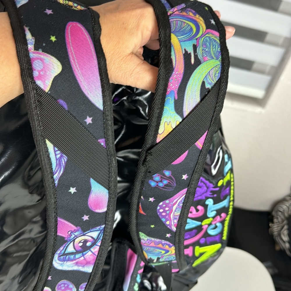 Assholes Live Forever Have A Nice Trip Duffle Bag Backpack Rainbow Mushroom RARE - Picture 3 of 12